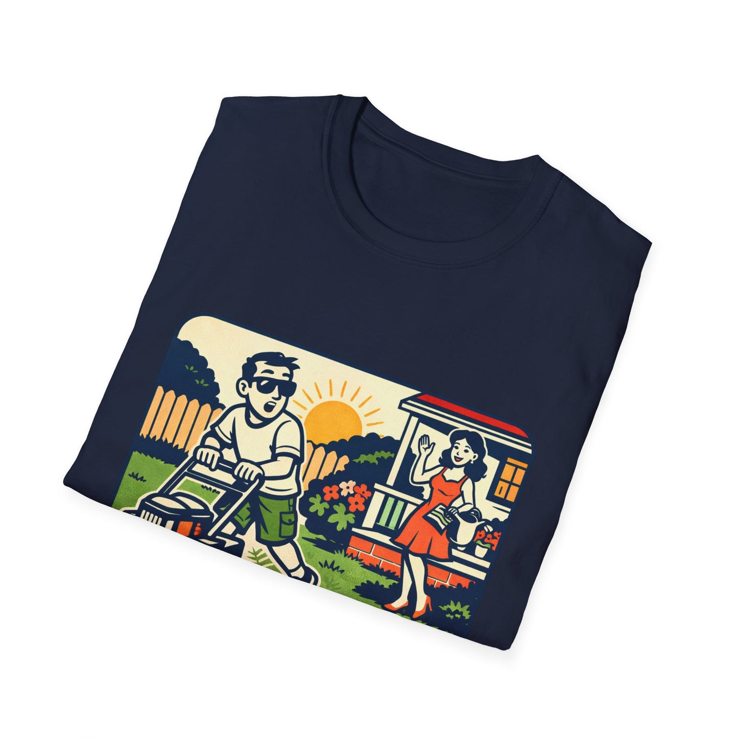 Distracted by the Lawn T-Shirt — Retro Lawn Care Graphic Tee