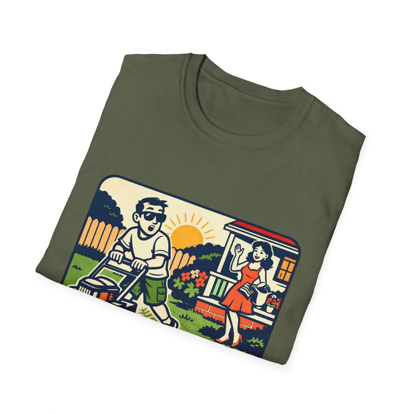 Distracted by the Lawn T-Shirt — Retro Lawn Care Graphic Tee