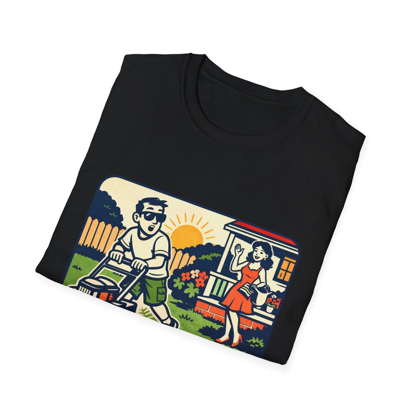 Distracted by the Lawn T-Shirt — Retro Lawn Care Graphic Tee