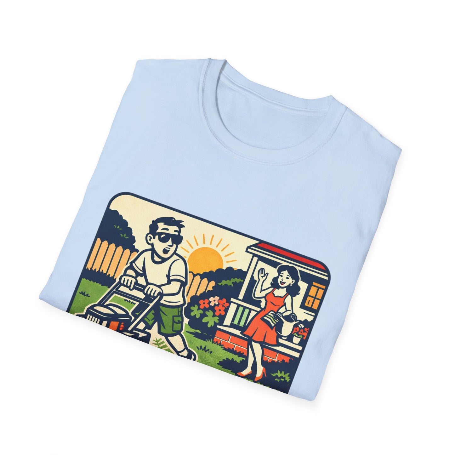 Distracted by the Lawn T-Shirt — Retro Lawn Care Graphic Tee