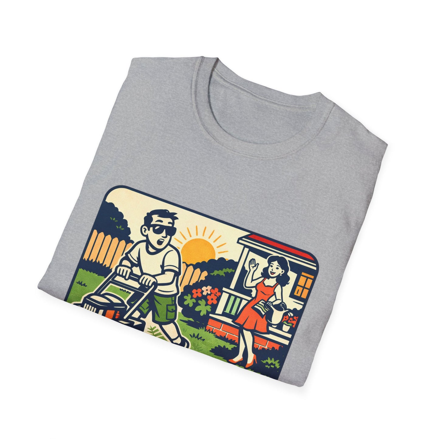 Distracted by the Lawn T-Shirt — Retro Lawn Care Graphic Tee