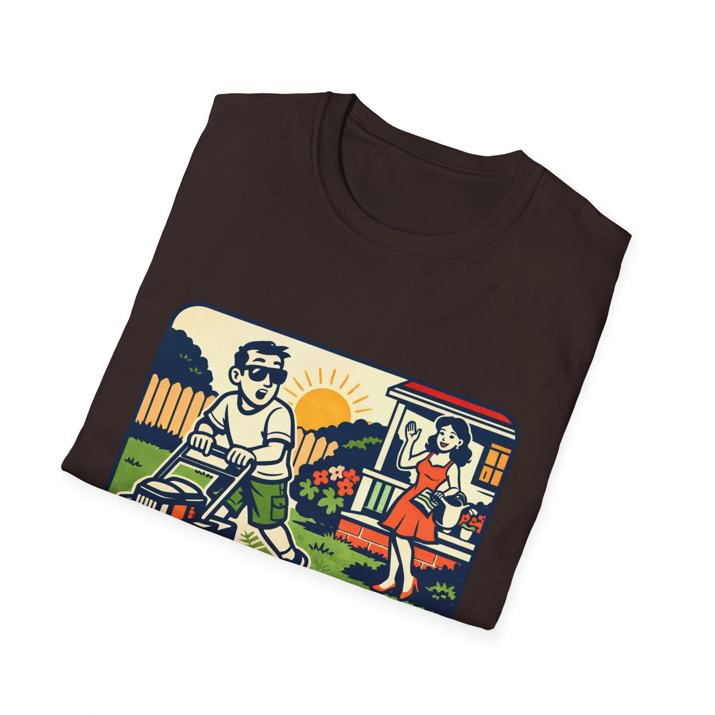 Distracted by the Lawn T-Shirt — Retro Lawn Care Graphic Tee
