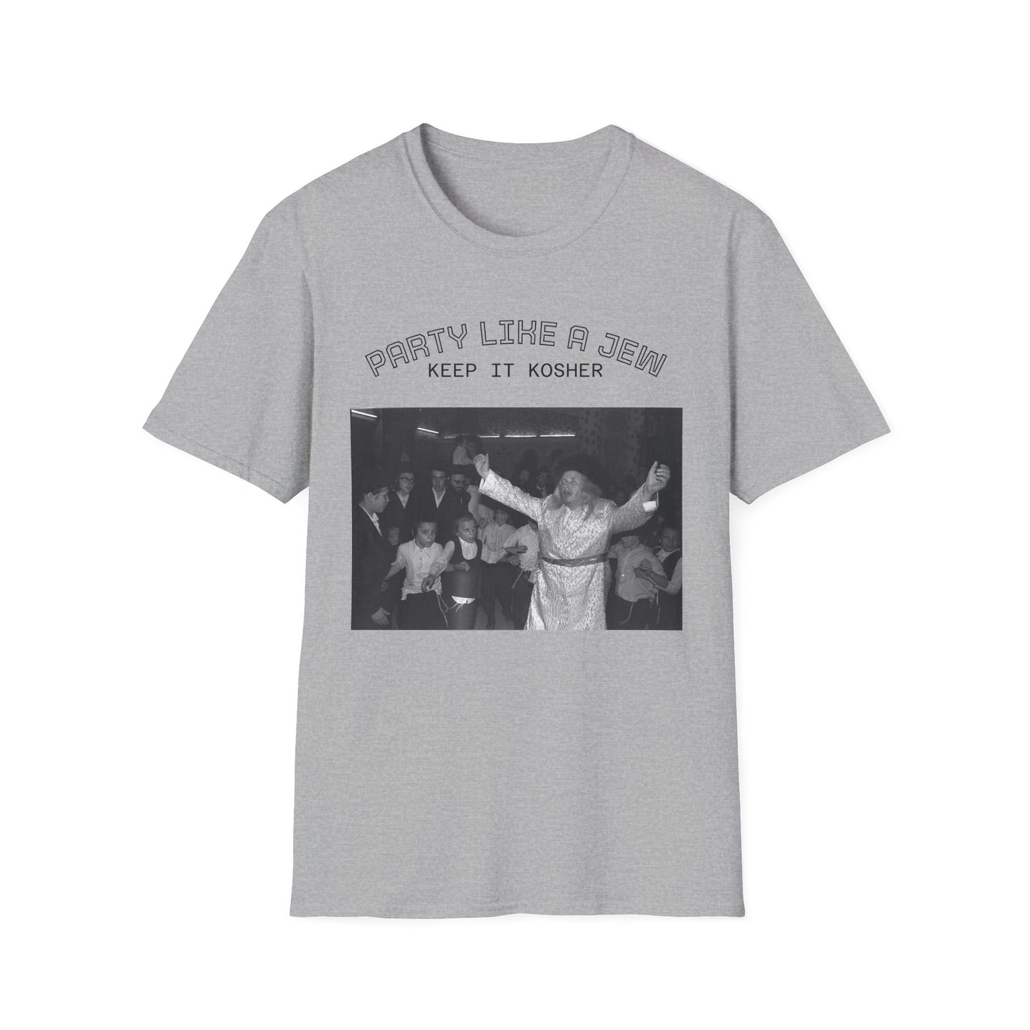 Jewish Party Graphic Tee — "Party Like a Jew, Keep It Kosher"