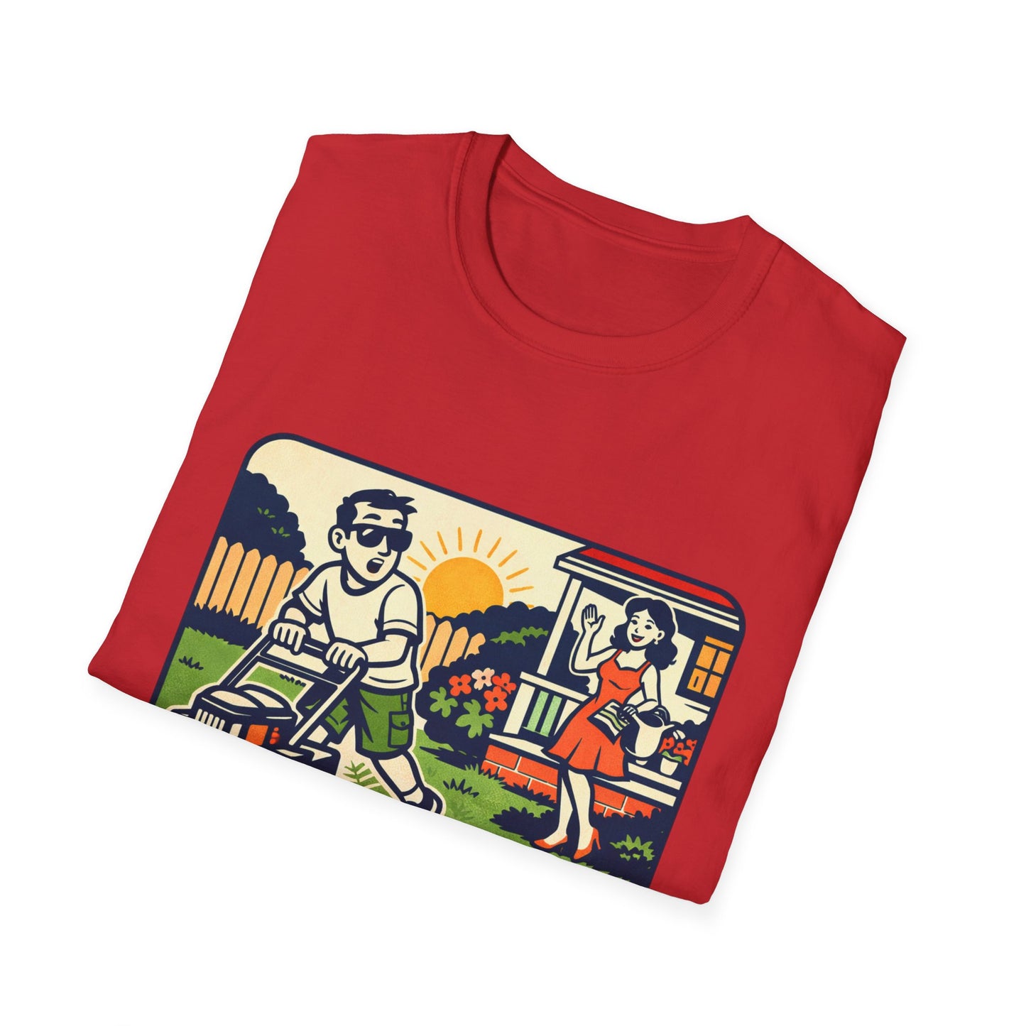 Distracted by the Lawn T-Shirt — Retro Lawn Care Graphic Tee