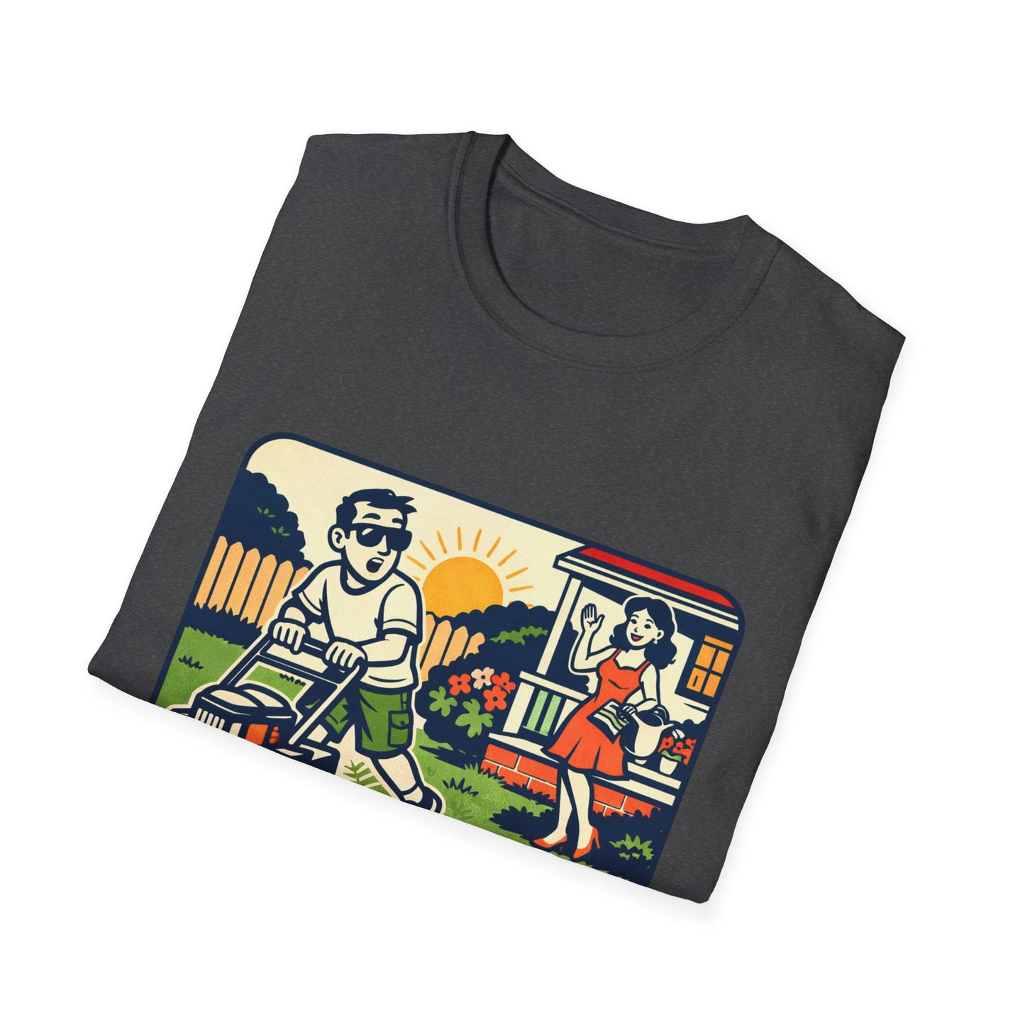 Distracted by the Lawn T-Shirt — Retro Lawn Care Graphic Tee