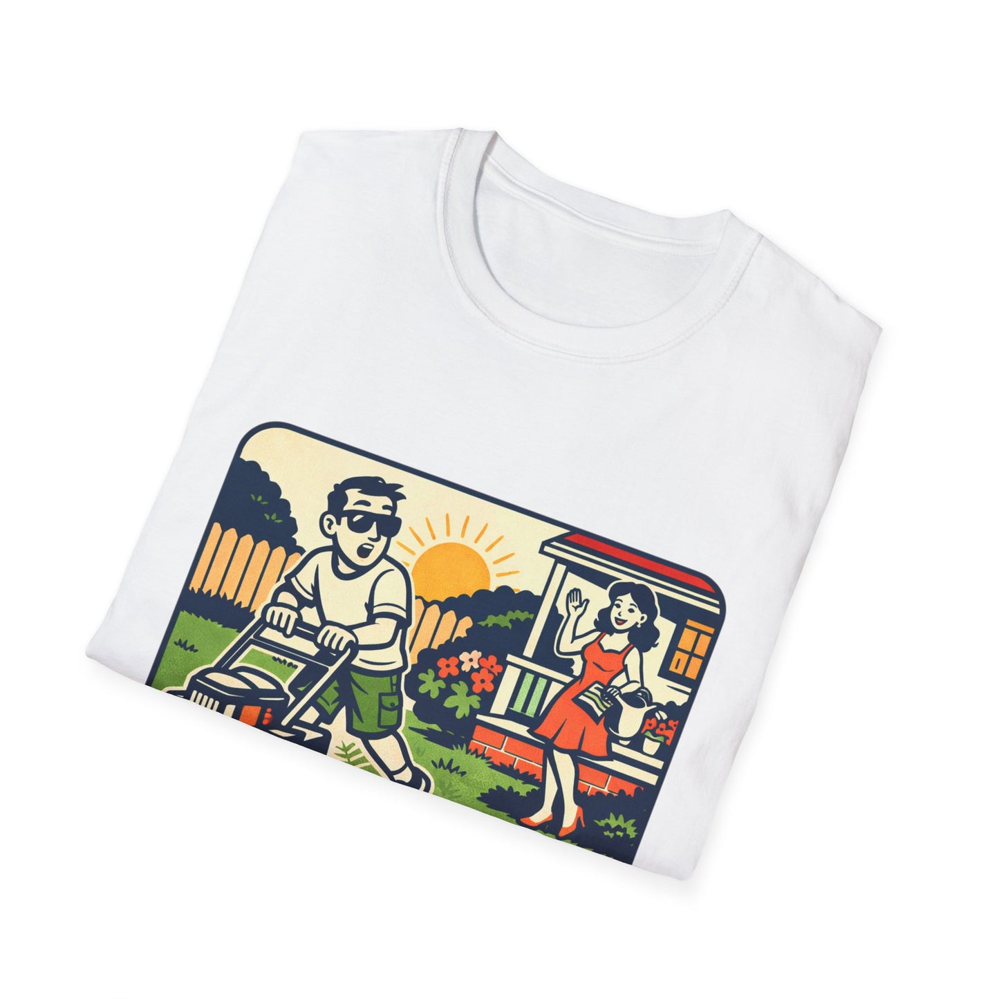 Distracted by the Lawn T-Shirt — Retro Lawn Care Graphic Tee