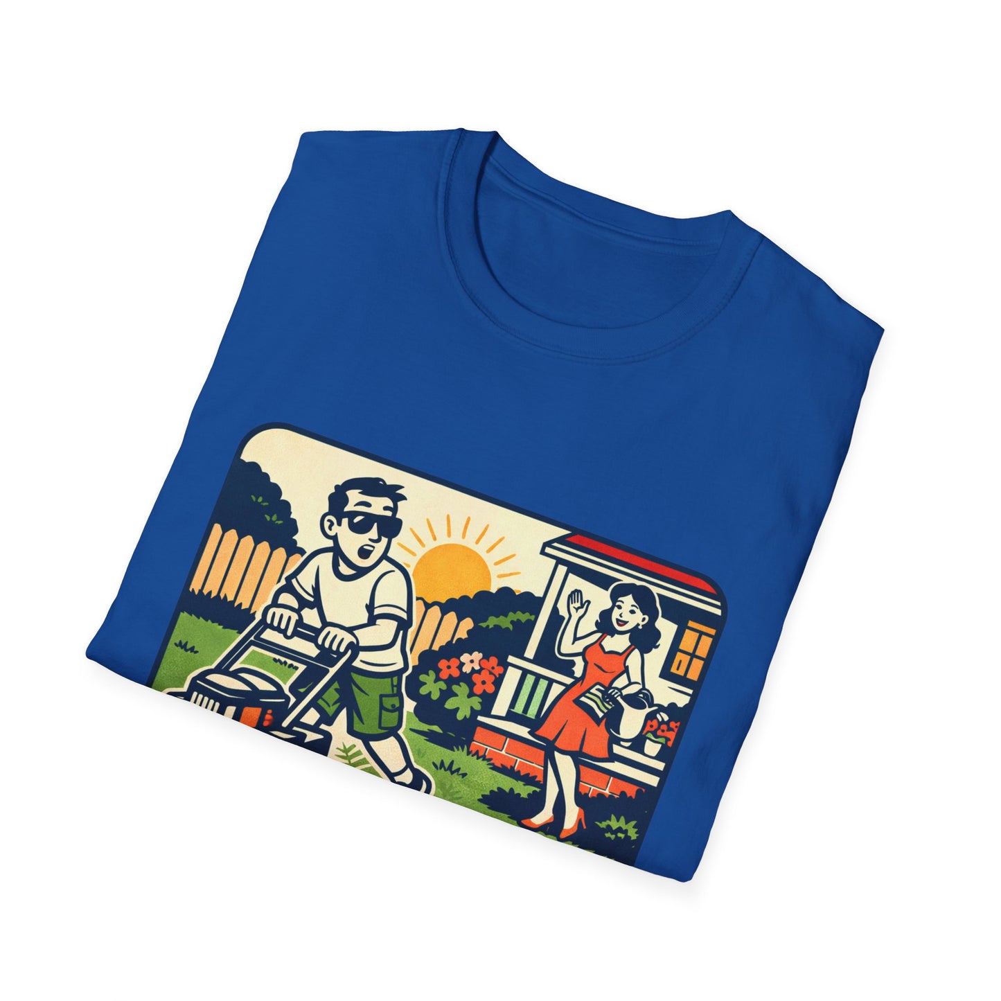 Distracted by the Lawn T-Shirt — Retro Lawn Care Graphic Tee