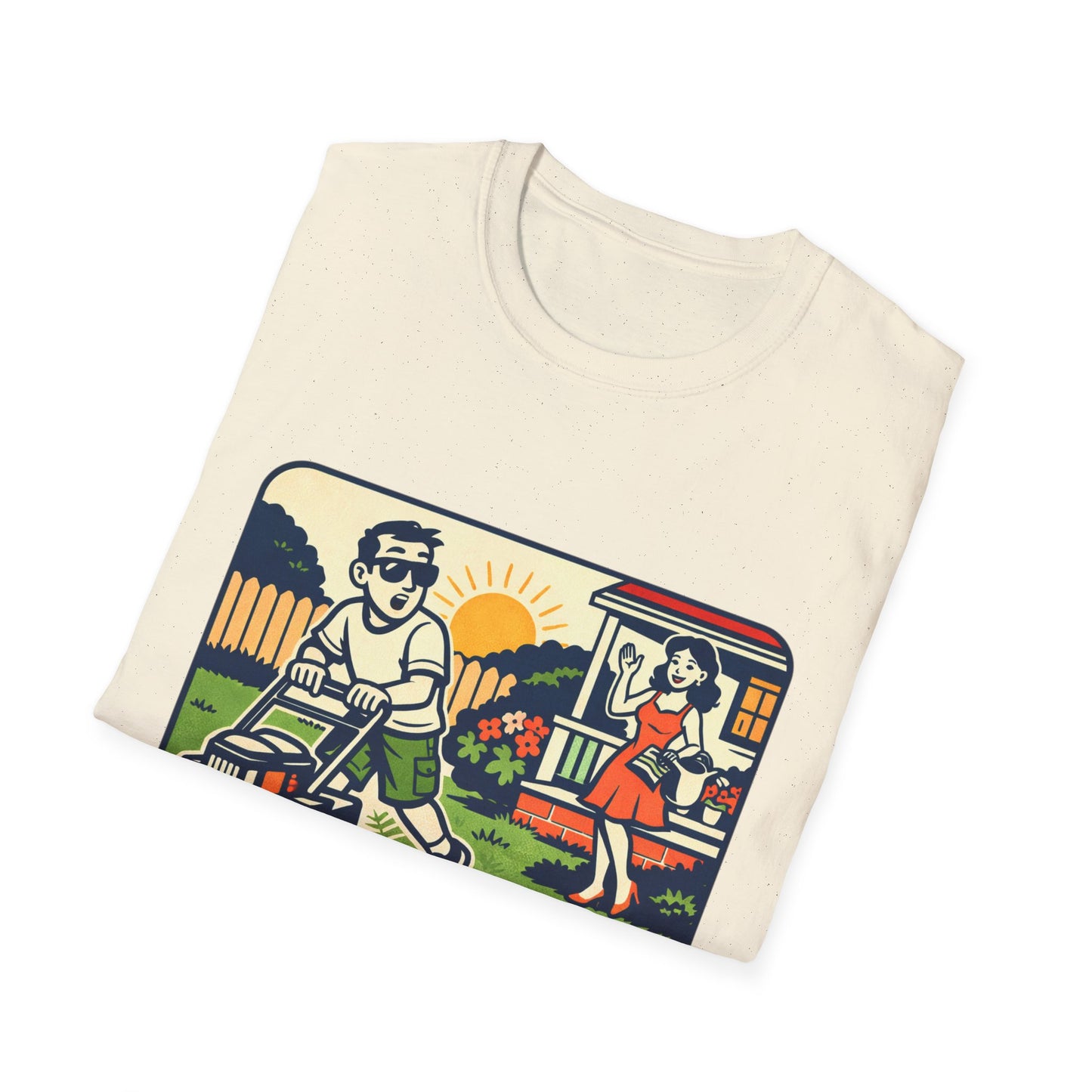 Distracted by the Lawn T-Shirt — Retro Lawn Care Graphic Tee